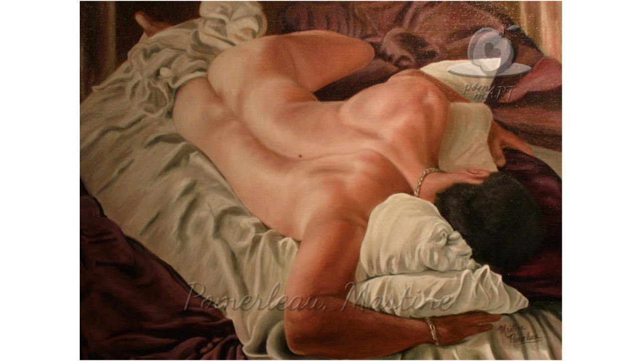 Peinture à l'huile nu homme Douce matinée par PommArt