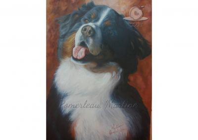 Peinture à l'huile d'un chien bouvier bernois Tyson Desmontagnes par PommArt