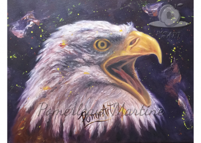 Oeuvre peinture à l'huile d'un aigle par PommArt
