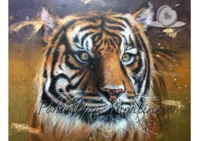Peinture à l'huile d'un tigre du Bengale créée par PommArt