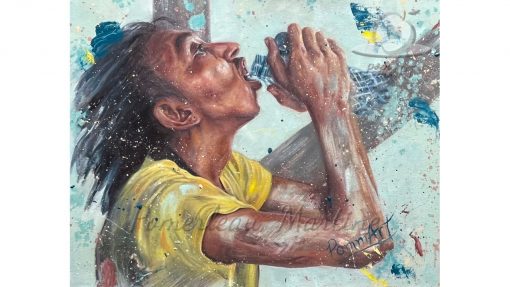 oeuvre peinture a l'huile d'un homme buvant de l'eau